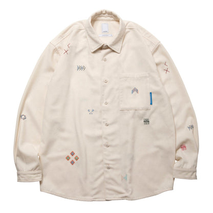 Liberaiders TIFINAGH EMBROIDERY FLANNEL SHIRT リベレイダース ティフィナグ エンブロイダリー フランネル シャツ 77101【メンズ フランネルシャツ 刺繍シャツ ティフィナグ 民族調 ユーズド加工 25FW】