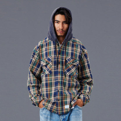 Liberaiders HOODED PLAID SHIRT リベレイダース フーデッド プレイド シャツ 77103【メンズ シャツ 長袖 フーディ レイヤード ヴィンテージ カジュアル 25FW】