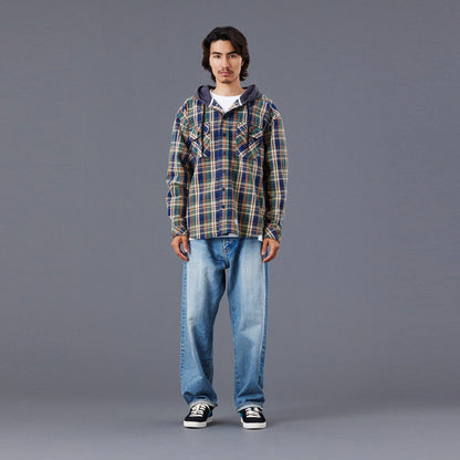 Liberaiders HOODED PLAID SHIRT リベレイダース フーデッド プレイド シャツ 77103【メンズ シャツ 長袖 フーディ レイヤード ヴィンテージ カジュアル 25FW】