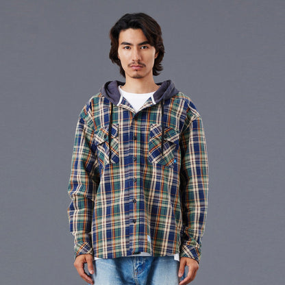 Liberaiders HOODED PLAID SHIRT リベレイダース フーデッド プレイド シャツ 77103【メンズ シャツ 長袖 フーディ レイヤード ヴィンテージ カジュアル 25FW】