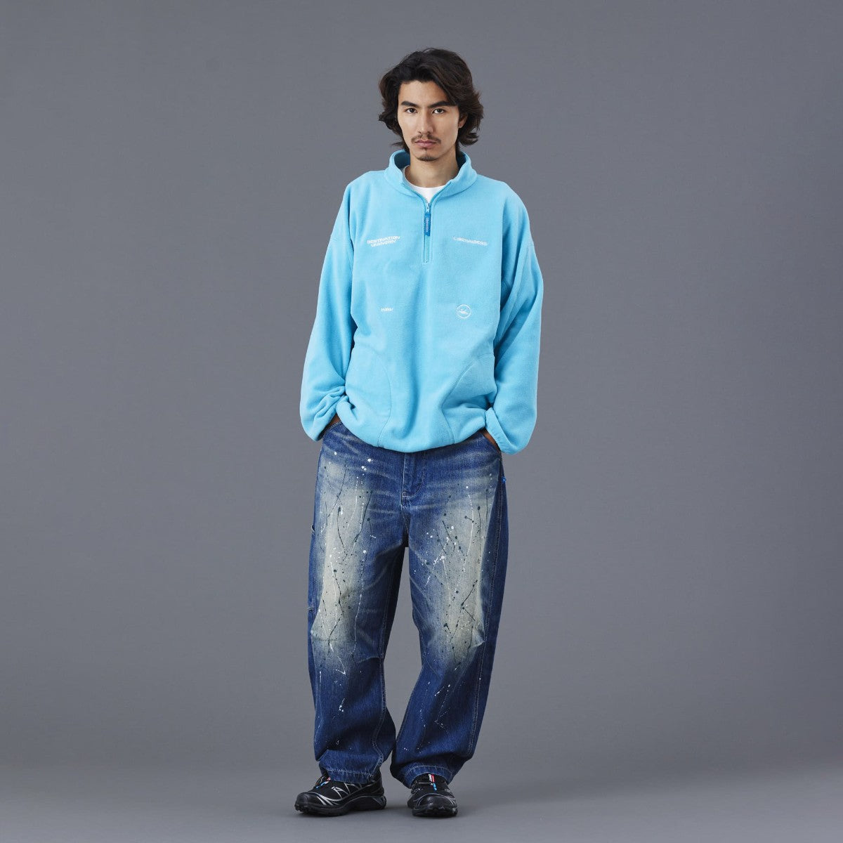 Liberaiders FLEECE HALF ZIP リベレイダース フリース ハーフジップ 77308【メンズ フリース ハーフジップ 3Dパターン 刺繍 デザインラベル 保温性 25FW】