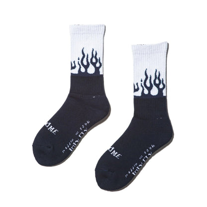 坩堝 FLAME SOCKS RUTSUBO フレーム ソックス R25-IandME-SK【メンズ 日本製 ファイヤー柄 靴下 25FW】