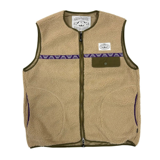 POLER JACQUARD SHERPA NO COLLAR VEST ポーラー ジャカード シェルパ ノーカラー ベスト 253MCV0019【メンズ フリースベスト ノーカラー レイヤード 防寒 アウトドア 25FW】