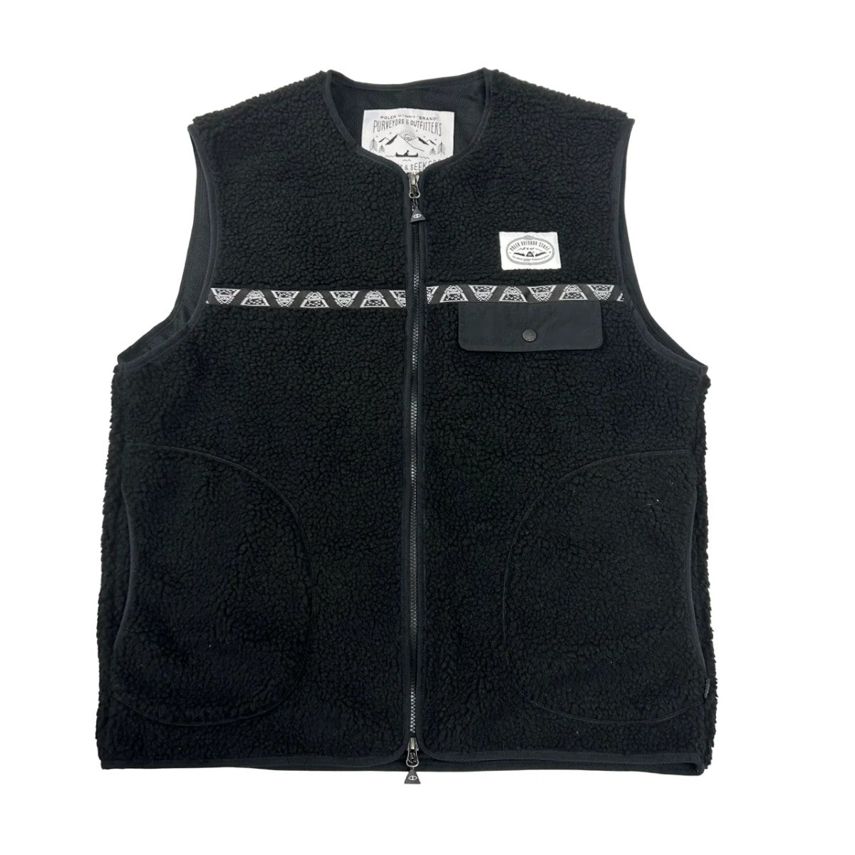 POLER JACQUARD SHERPA NO COLLAR VEST ポーラー ジャカード シェルパ ノーカラー ベスト 253MCV0019【メンズ フリースベスト ノーカラー レイヤード 防寒 アウトドア 25FW】