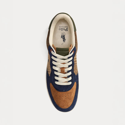 POLO RALPH LAUREN MASTERS CRT SNEAKERS LOW TOP LACE SUEDE WOOL ポロ ラルフ ローレン マスターズ コート スエード & ツイード スニーカー MAPSFTW0CT20751999【メンズ スニーカー シューズ グレンチェック カラーブロック 25FW】