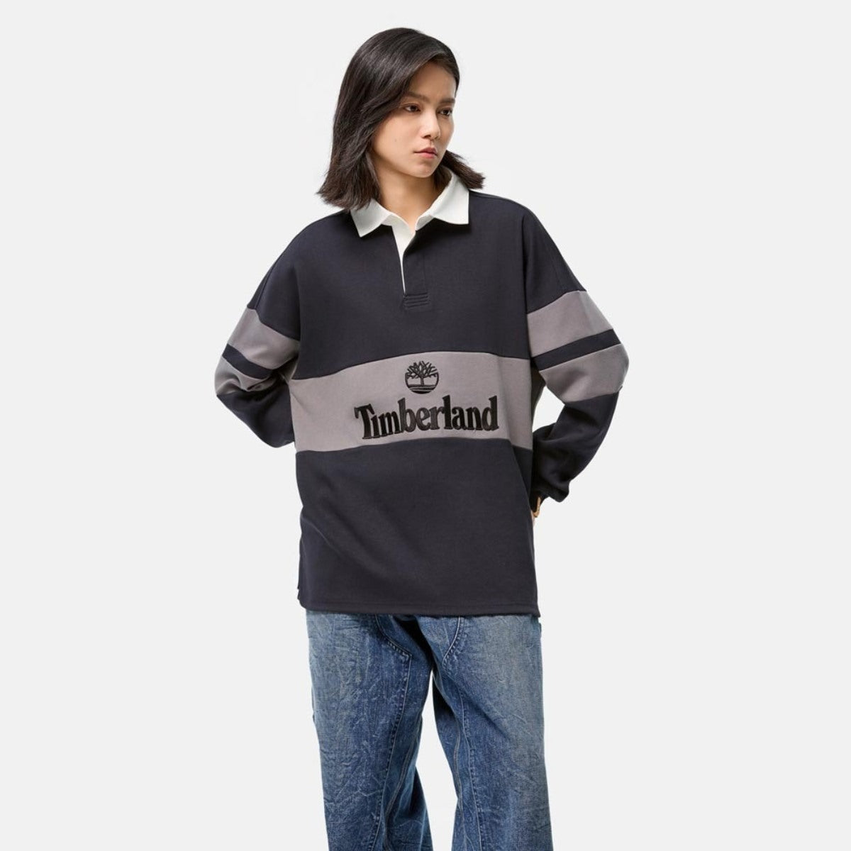 Timberland [TOKYO DESIGN COLLECTIVE] RUGBY SHIRTS ティンバーランド [トウキョウ デザイン コレクティブ]  ラグビー シャツ A5UTF【メンズ ラグビーシャツ 長袖 ロンT 刺繍 ブランドロゴ ユニセックス 25FW】