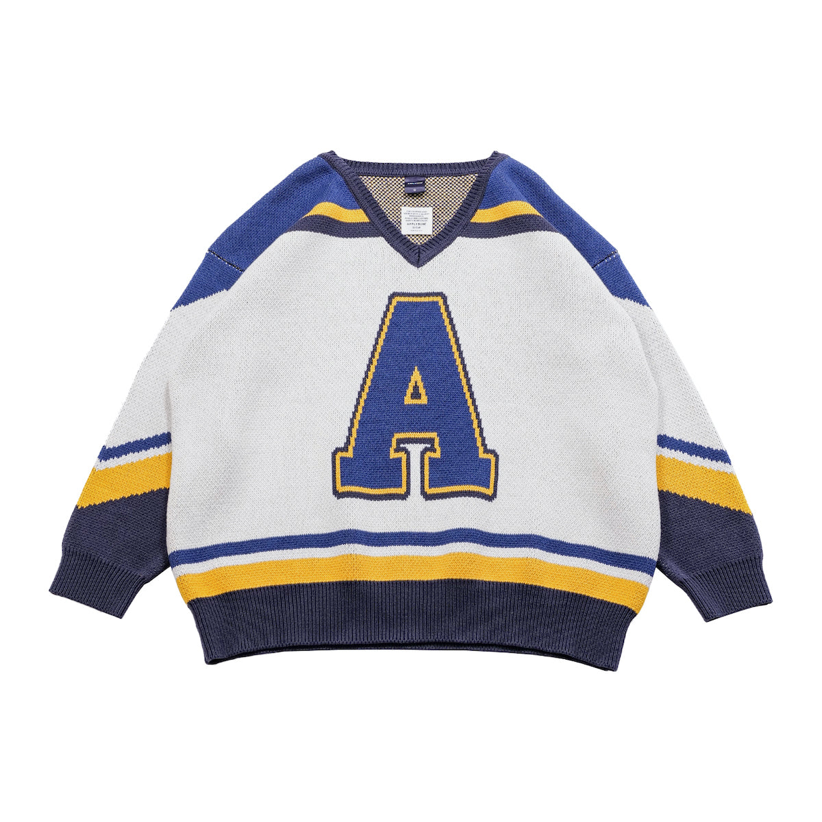 APPLEBUM Hockey Jerseys Knit Sweater アップルバム ホッケー ジャージーズ ニットセーター 2520505【メンズ ニット ホッケーシャツ ジャカード アルファベット 25FW】