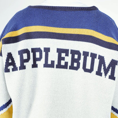 APPLEBUM Hockey Jerseys Knit Sweater アップルバム ホッケー ジャージーズ ニットセーター 2520505【メンズ ニット ホッケーシャツ ジャカード アルファベット 25FW】