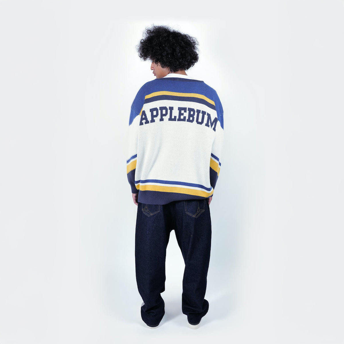APPLEBUM Hockey Jerseys Knit Sweater アップルバム ホッケー ジャージーズ ニットセーター 2520505【メンズ ニット ホッケーシャツ ジャカード アルファベット 25FW】