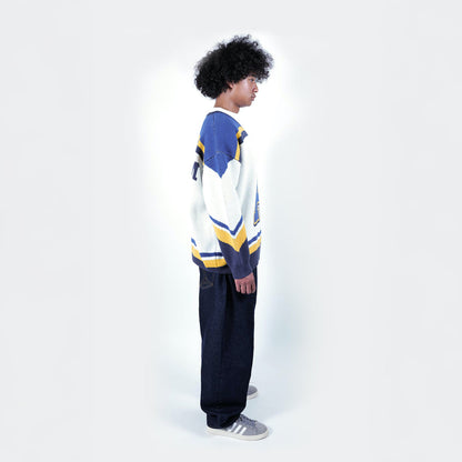 APPLEBUM Hockey Jerseys Knit Sweater アップルバム ホッケー ジャージーズ ニットセーター 2520505【メンズ ニット ホッケーシャツ ジャカード アルファベット 25FW】