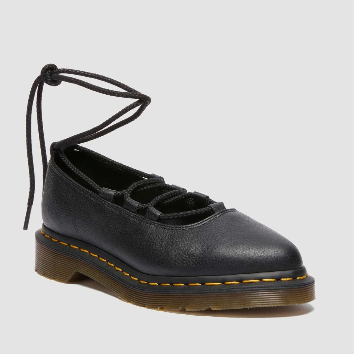 Dr. MARTENS ELPHIE II LACE-UP SHOE ドクターマーチン ELPHIE II レース アップ シューズ DM-40683001-BLK【レディース バレエシューズ ポインテッド フラット レザー 編み上げ 25FW】