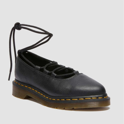 Dr. MARTENS ELPHIE II LACE-UP SHOE ドクターマーチン ELPHIE II レース アップ シューズ DM-40683001-BLK【レディース バレエシューズ ポインテッド フラット レザー 編み上げ 25FW】