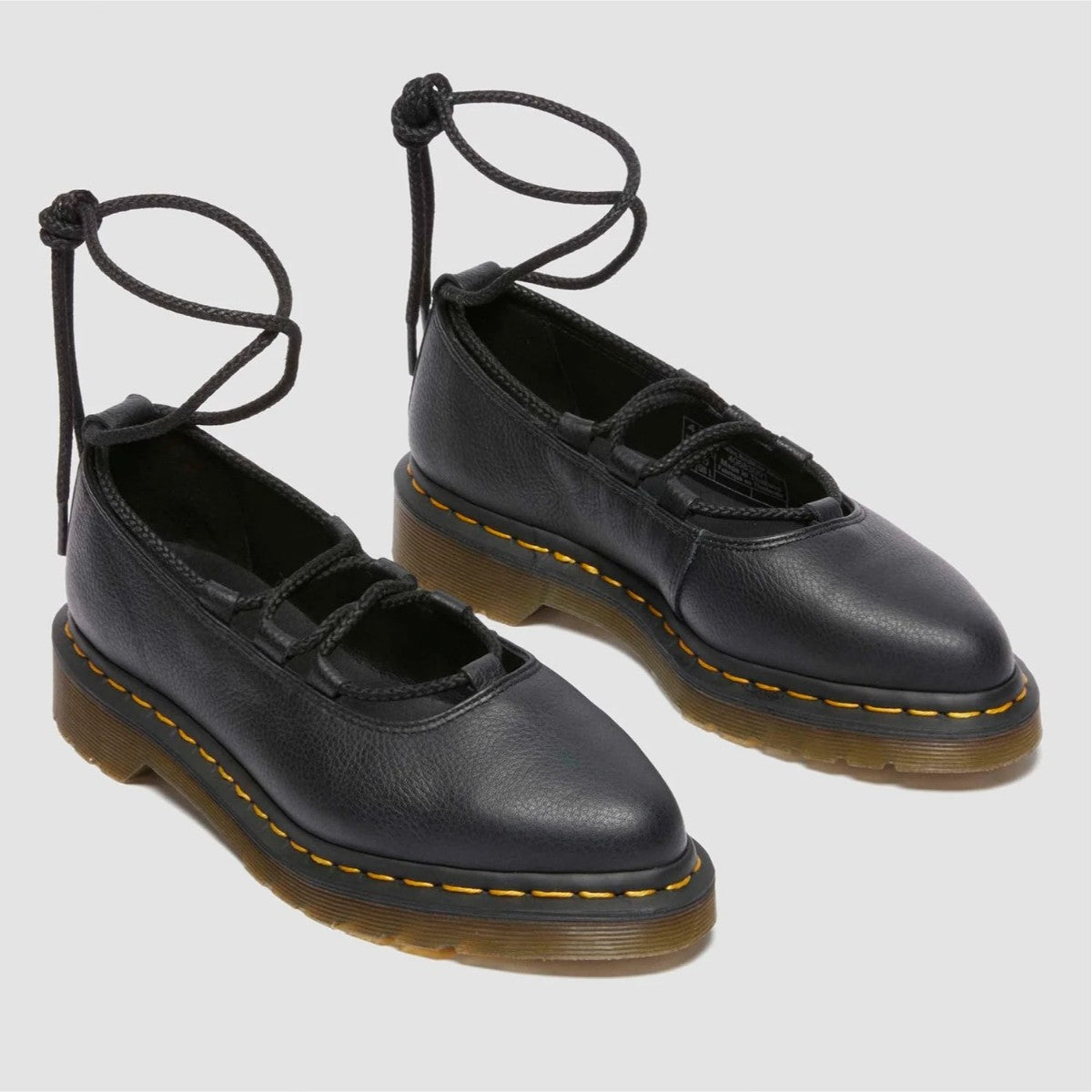 Dr. MARTENS ELPHIE II LACE-UP SHOE ドクターマーチン ELPHIE II レース アップ シューズ DM-40683001-BLK【レディース バレエシューズ ポインテッド フラット レザー 編み上げ 25FW】