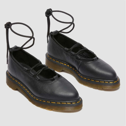 Dr. MARTENS ELPHIE II LACE-UP SHOE ドクターマーチン ELPHIE II レース アップ シューズ DM-40683001-BLK【レディース バレエシューズ ポインテッド フラット レザー 編み上げ 25FW】
