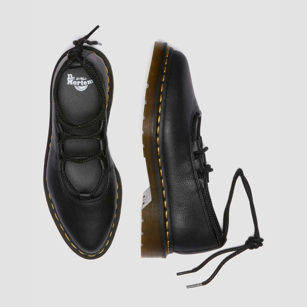 Dr. MARTENS ELPHIE II LACE-UP SHOE ドクターマーチン ELPHIE II レース アップ シューズ DM-40683001-BLK【レディース バレエシューズ ポインテッド フラット レザー 編み上げ 25FW】
