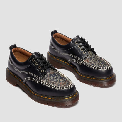 Dr. MARTENS LOWELL 4 HOLE SHOE ドクターマーチン LOWELL 4 ホール シューズ DM-41613001-BK【メンズ シューズ レースアップ モックトゥ レザーソール ジャカード 25FW】