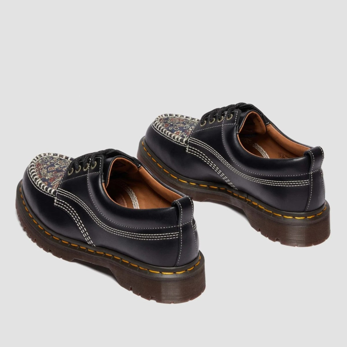 Dr. MARTENS LOWELL 4 HOLE SHOE ドクターマーチン LOWELL 4 ホール シューズ DM-41613001-BK【メンズ シューズ レースアップ モックトゥ レザーソール ジャカード 25FW】