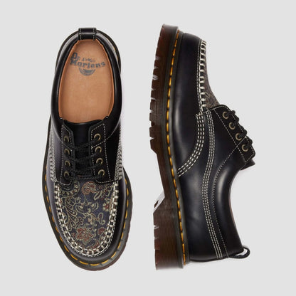 Dr. MARTENS LOWELL 4 HOLE SHOE ドクターマーチン LOWELL 4 ホール シューズ DM-41613001-BK【メンズ シューズ レースアップ モックトゥ レザーソール ジャカード 25FW】