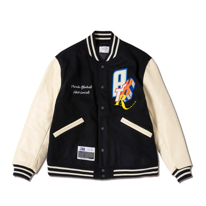 AKTR NBAxAKTR VARSITY JACKET アクター NBAxAKTR バーシティジャケット 225-055010【メンズ スタジャン ジャケット 牛革 メルトン 裏地 刺繍 25FW】