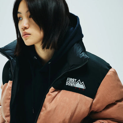 FIRST DOWN SHORT BUBBLE DOWN JKT ファーストダウン ショート バブルダウンジャケット F942006【レディース ショートダウン リバーシブル サテン 保温性 軽量 25FW】