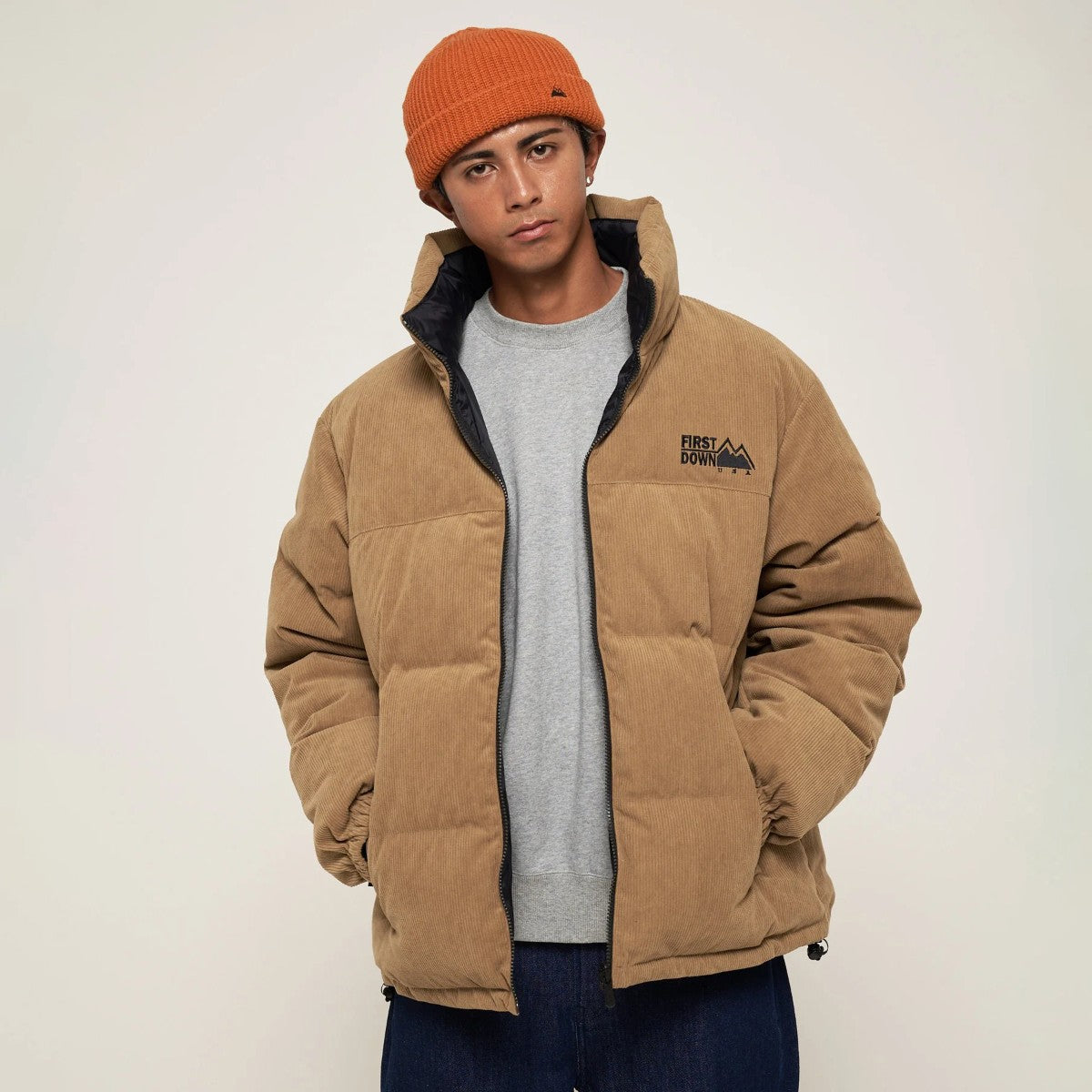 FIRST DOWN BUBBLE DOWN JKT CORDUROY ファーストダウン バブルダウンジャケット コーデュロイ F942032【メンズ ダウンジャケット コーデュロイ リバーシブル 保温性 軽量 25FW】