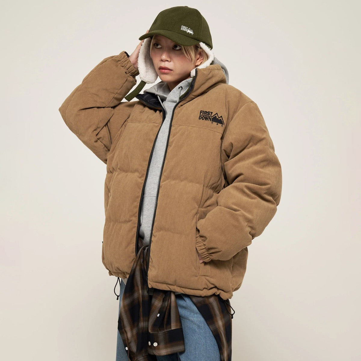 FIRST DOWN BUBBLE DOWN JKT CORDUROY ファーストダウン バブルダウンジャケット コーデュロイ F942032【メンズ ダウンジャケット コーデュロイ リバーシブル 保温性 軽量 25FW】