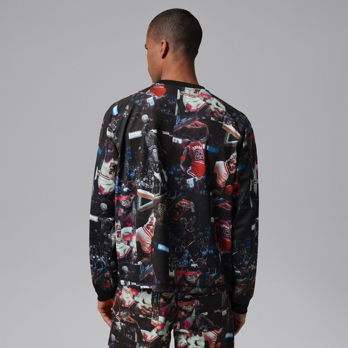 JORDAN BRAND Jordan Flight Printed Long Sleeve Jersey ジョーダンブランド ジョーダン フライト プリント ロングスリーブ ジャージー IF1831【メンズ プリントトップス ジャージー オーバーサイズ 通気性 総柄 26SS】