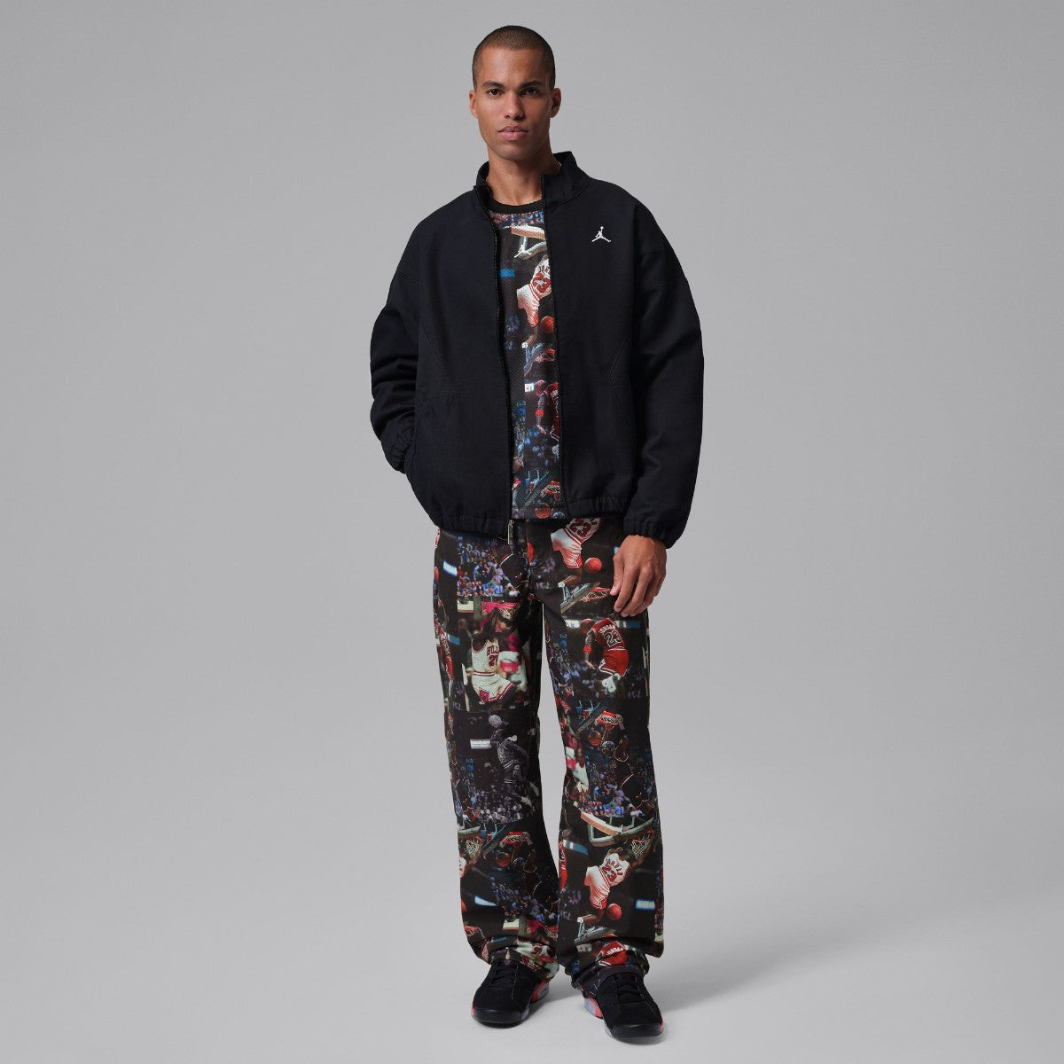 JORDAN BRAND Jordan Flight Printed Long Sleeve Jersey ジョーダンブランド ジョーダン フライト プリント ロングスリーブ ジャージー IF1831【メンズ プリントトップス ジャージー オーバーサイズ 通気性 総柄 26SS】