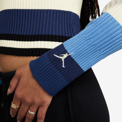 JORDAN BRAND Women's Long-Sleeve Striped Sweater ジョーダンブランド ウィメンズ ジョーダン FLT L/S トップ SWTR STRIPE II7143-412【レディース 長袖ニット ストライプセーター タイトシルエット 26SS】