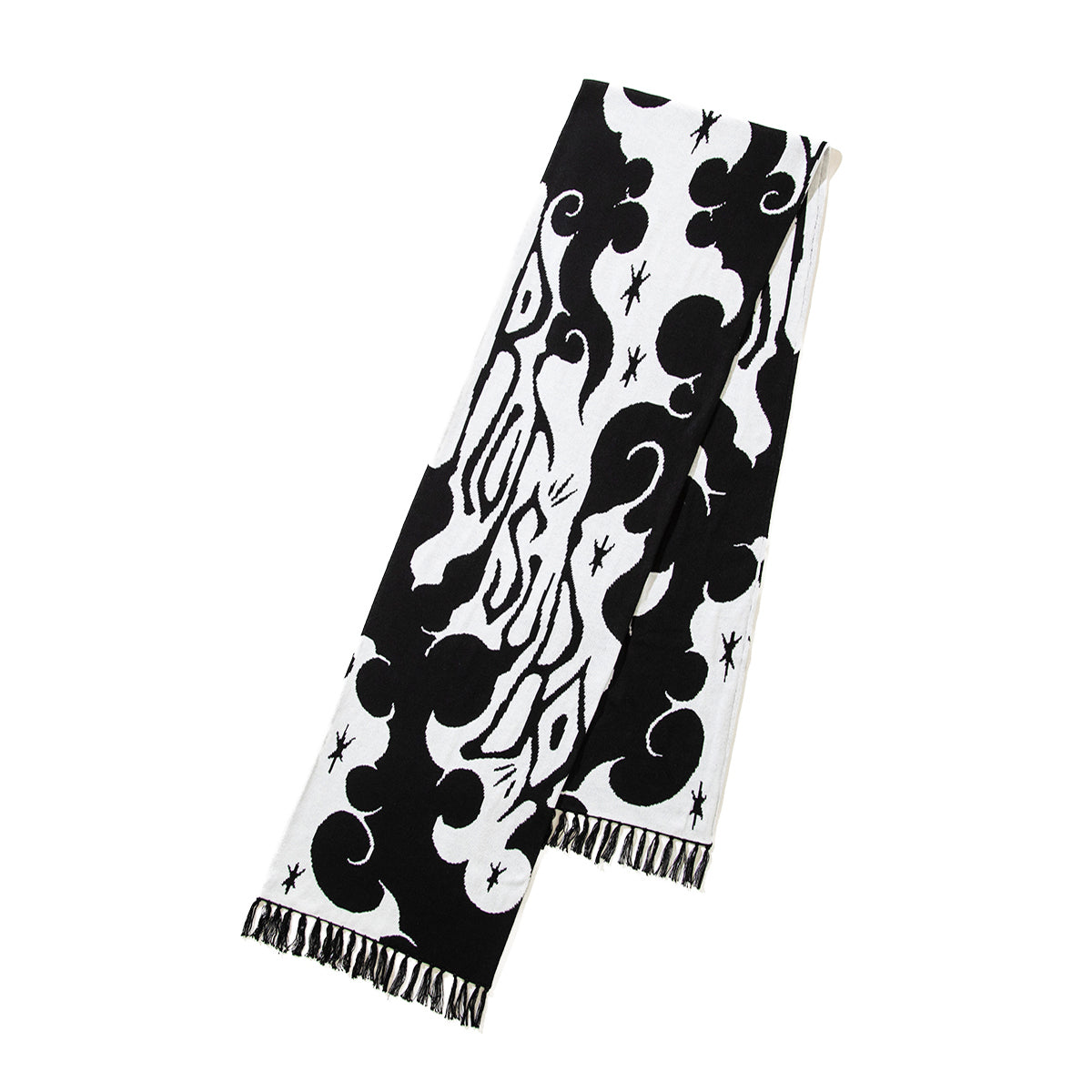 坩堝 Yu-Un JACQUARD SCARF (RUTSUBO× LOW MOROMI) RUTSUBO 遊雲 ジャカードスカーフ R25HO-LOW-AC【メンズ スカーフ ジャカード アート コラボ 25FW】