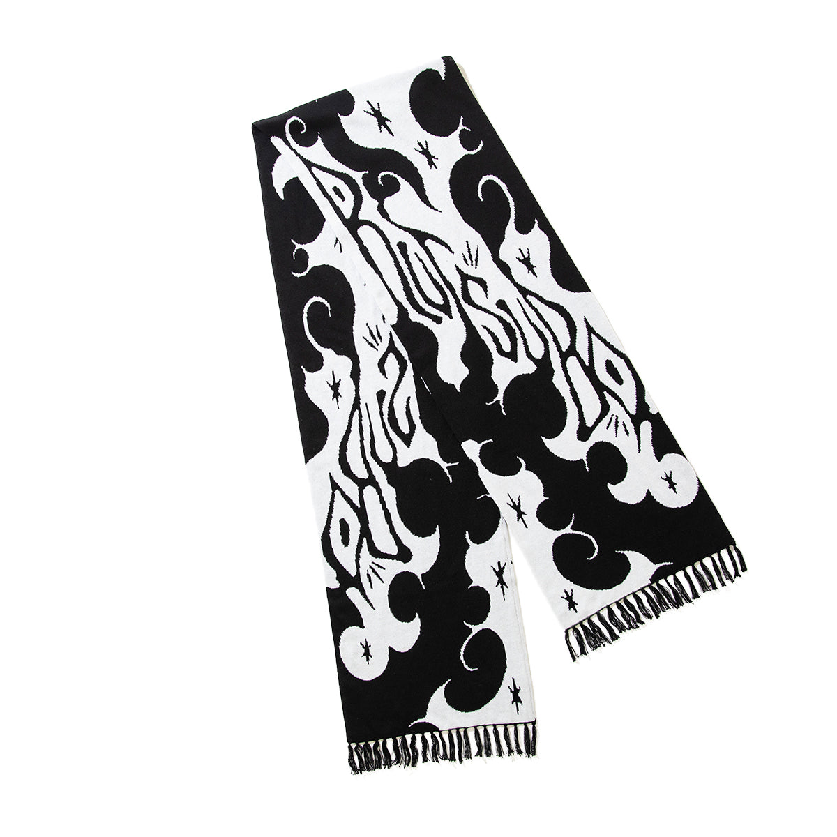 坩堝 Yu-Un JACQUARD SCARF (RUTSUBO× LOW MOROMI) RUTSUBO 遊雲 ジャカードスカーフ R25HO-LOW-AC【メンズ スカーフ ジャカード アート コラボ 25FW】