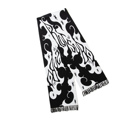 坩堝 Yu-Un JACQUARD SCARF (RUTSUBO× LOW MOROMI) RUTSUBO 遊雲 ジャカードスカーフ R25HO-LOW-AC【メンズ スカーフ ジャカード アート コラボ 25FW】