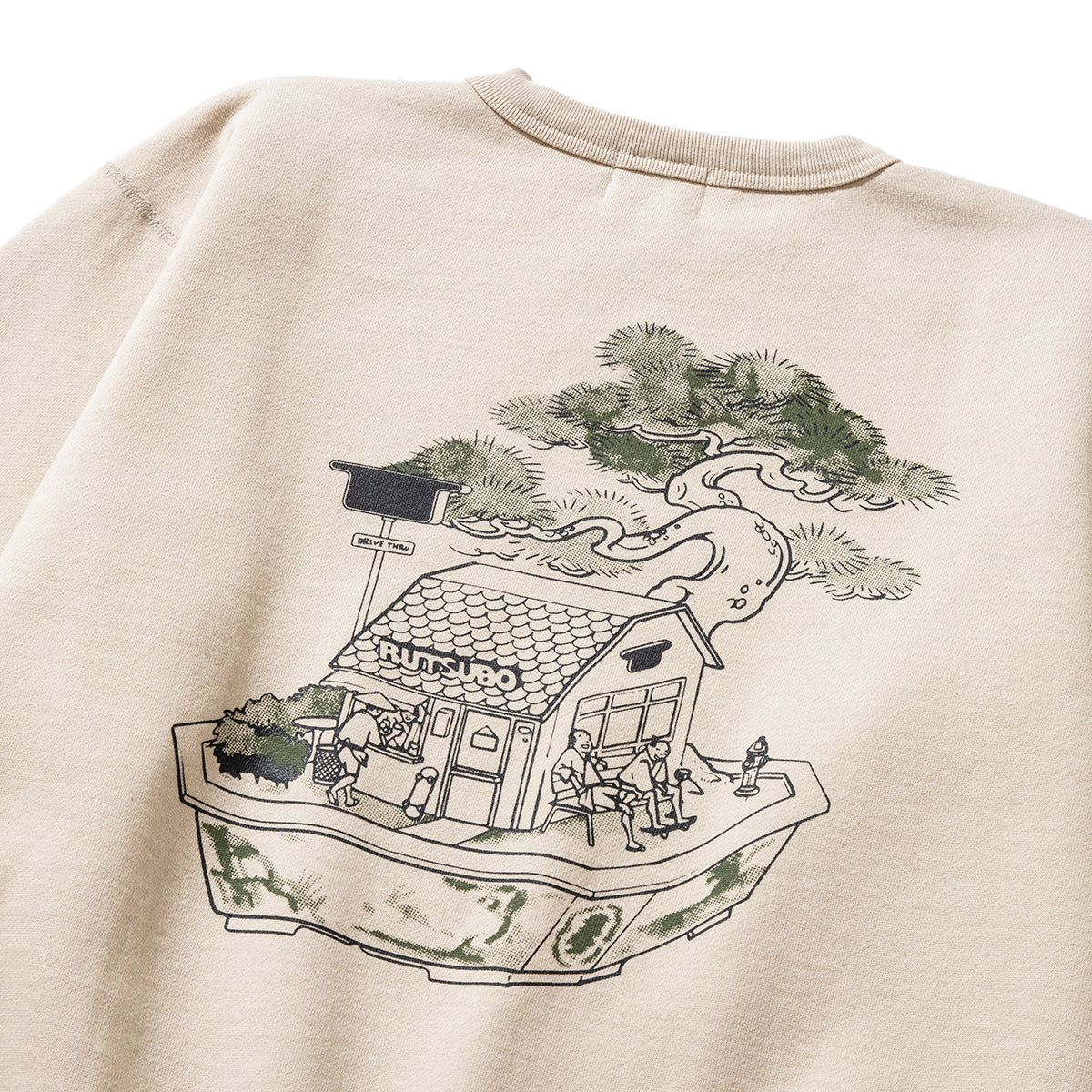 坩堝 BONSAI CREW SWEAT (RUTSUBO×YU SUDA) RUTSUBO ボンサイ クルー スウェット R25HO-SUDA-PF2【メンズ クルースウェット 肉厚 裏起毛 グラフィックプリント 90年代 25FW】