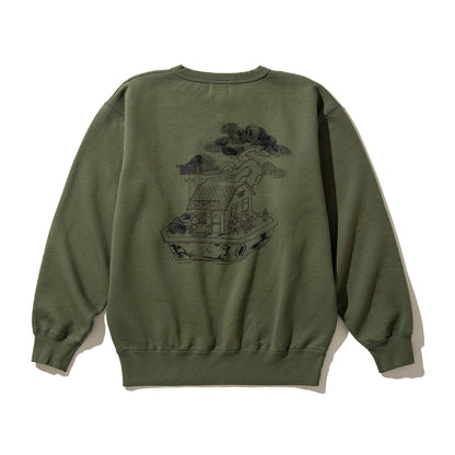 坩堝 BONSAI CREW SWEAT (RUTSUBO×YU SUDA) RUTSUBO ボンサイ クルー スウェット R25HO-SUDA-PF2【メンズ クルースウェット 肉厚 裏起毛 グラフィックプリント 90年代 25FW】