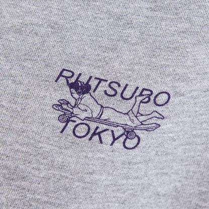 坩堝 BOOK WORM CREW SWEAT (RUTSUBO×YU SUDA) RUTSUBO ブックワーム クルー スウェット R25HO-SUDA-PF3【メンズ クルースウェット グラフィック 肉厚スウェット 90年代 スケート 25FW】