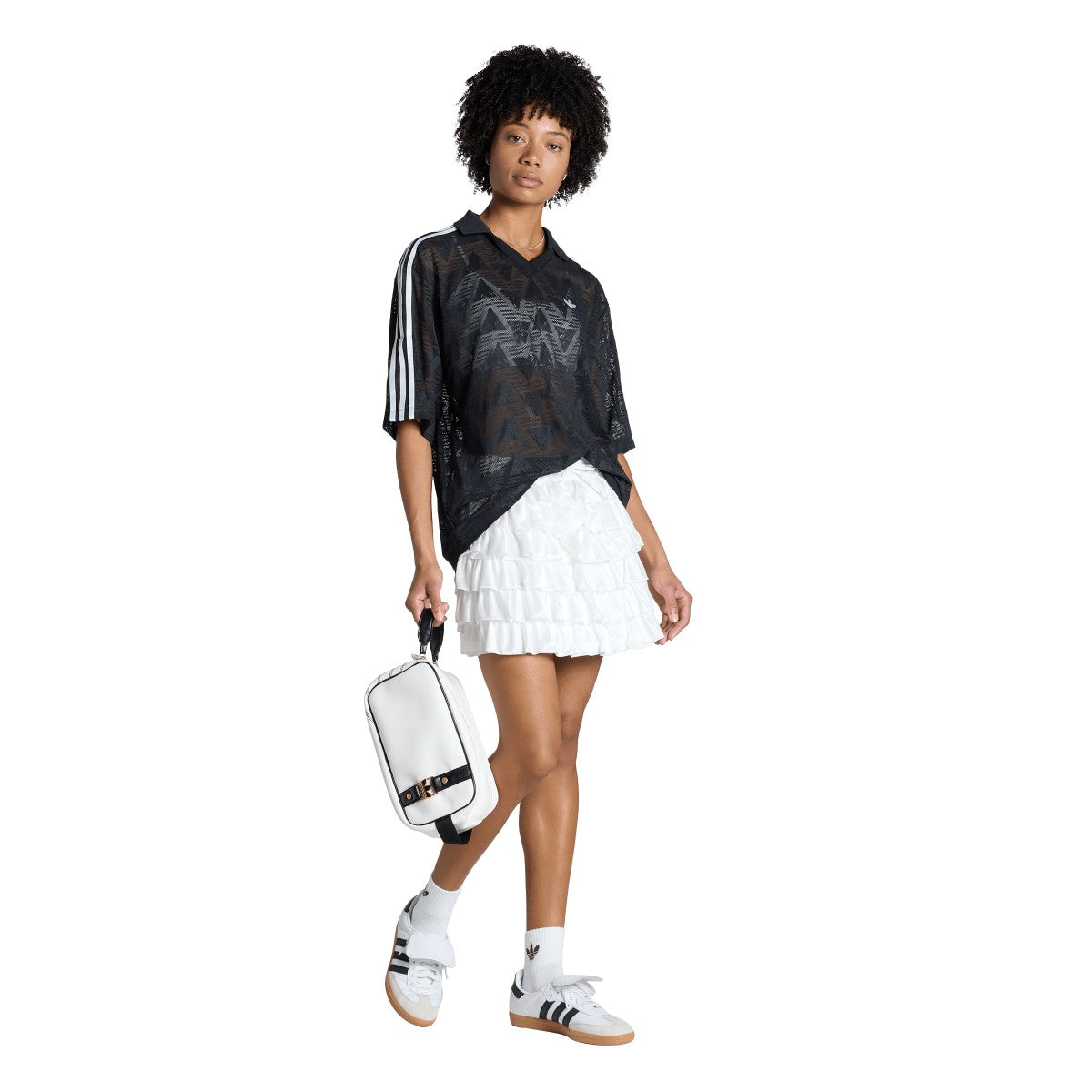 adidas originals LACE RUFFLE MINI SKIRT アディダスオリジナルス レース フリル ミニスカート DP791【レディース ミニスカート レーススカート フリルデザイン ピケ生地 26SS】