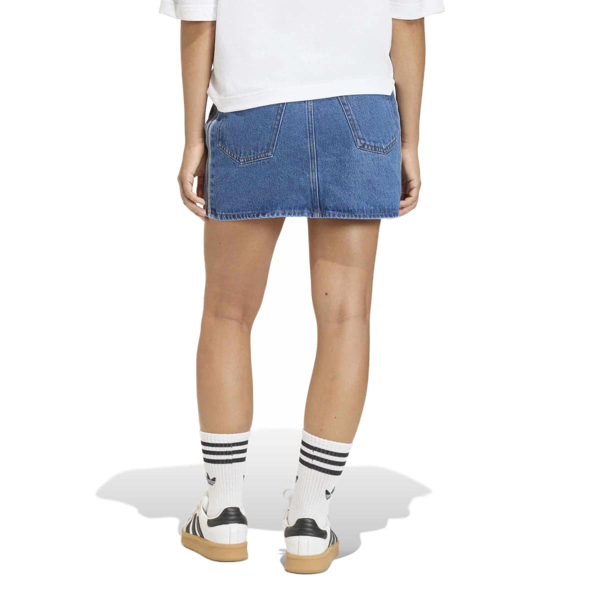 adidas originals 3 Stripes Denim Skirt アディダスオリジナルス スリーストライプス スカート デニム KD2901【レディース デニムスカート ミッドライズ レギュラーフィット ボタン留め 26SS】