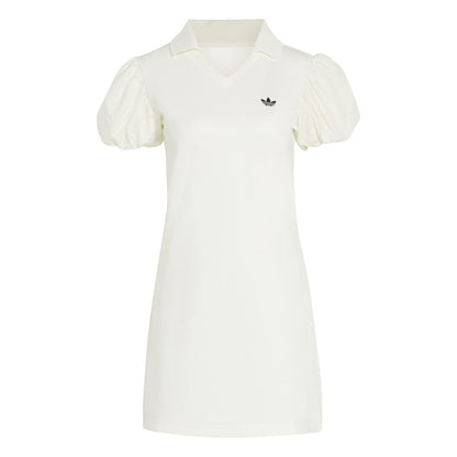 adidas originals DRESS WITH BALLOON SLEEVES アディダスオリジナルス バルーンスリーブ付きワンピース KE3437【レディース スリムフィット バルーンスリーブ ニット Vネック カジュアル モダン 26SS】