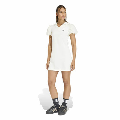 adidas originals DRESS WITH BALLOON SLEEVES アディダスオリジナルス バルーンスリーブ付きワンピース KE3437【レディース スリムフィット バルーンスリーブ ニット Vネック カジュアル モダン 26SS】