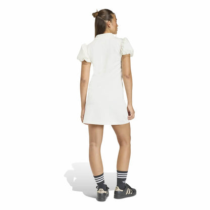 adidas originals DRESS WITH BALLOON SLEEVES アディダスオリジナルス バルーンスリーブ付きワンピース KE3437【レディース スリムフィット バルーンスリーブ ニット Vネック カジュアル モダン 26SS】