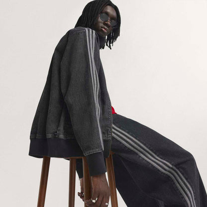 adidas originals Adicolor Denim Firebird Track Top アディダスオリジナルス アディカラー デニム フファイヤーバード トラックトップ KD1516【メンズ デニム トラックトップ ルーズフィット フルジップ 機能性 26SS】