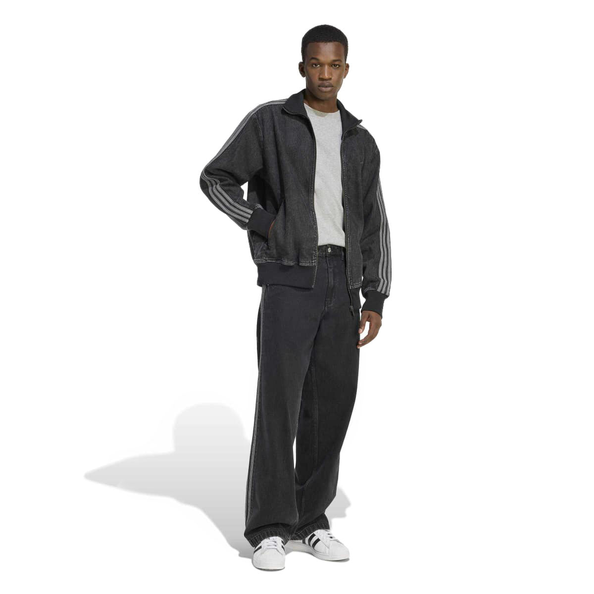 adidas originals Adicolor Denim Firebird Track Top アディダスオリジナルス アディカラー デニム フファイヤーバード トラックトップ KD1516【メンズ デニム トラックトップ ルーズフィット フルジップ 機能性 26SS】
