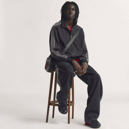 adidas originals Adicolor Denim Firebird Track Top アディダスオリジナルス アディカラー デニム フファイヤーバード トラックトップ KD1516【メンズ デニム トラックトップ ルーズフィット フルジップ 機能性 26SS】