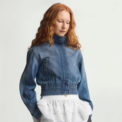 adidas originals Denim Track Top アディダスオリジナルス デニム トラックトップ KE1072【レディース デニム トラックトップ フィット感 ハイネック ボタン留め 耐久性 26SS】