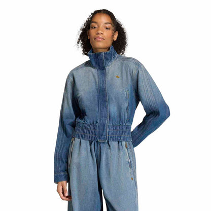 adidas originals Denim Track Top アディダスオリジナルス デニム トラックトップ KE1072【レディース デニム トラックトップ フィット感 ハイネック ボタン留め 耐久性 26SS】