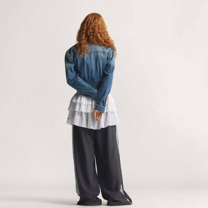 adidas originals Denim Track Top アディダスオリジナルス デニム トラックトップ KE1072【レディース デニム トラックトップ フィット感 ハイネック ボタン留め 耐久性 26SS】