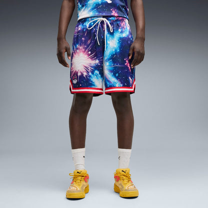PUMA POKEMON X HOOPS MEWTWO SHORTS プーマ ポケモン × フープス ミュウツー ショーツ 635661【メンズ バスケットボールショーツ メンズショーツ カジュアルショーツ メッシュ素材 26SS】