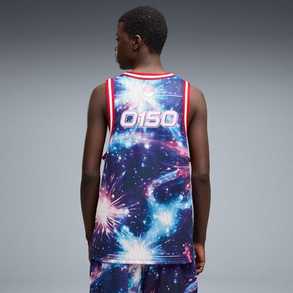 PUMA POKEMON X HOOPS MEWTWO JERSEY プーマ ポケモン × フープス ミュウツー ジャージ 635663【メンズ オーバーサイズTシャツ メンズトップス カジュアルウェア ジャージー素材 26SS】