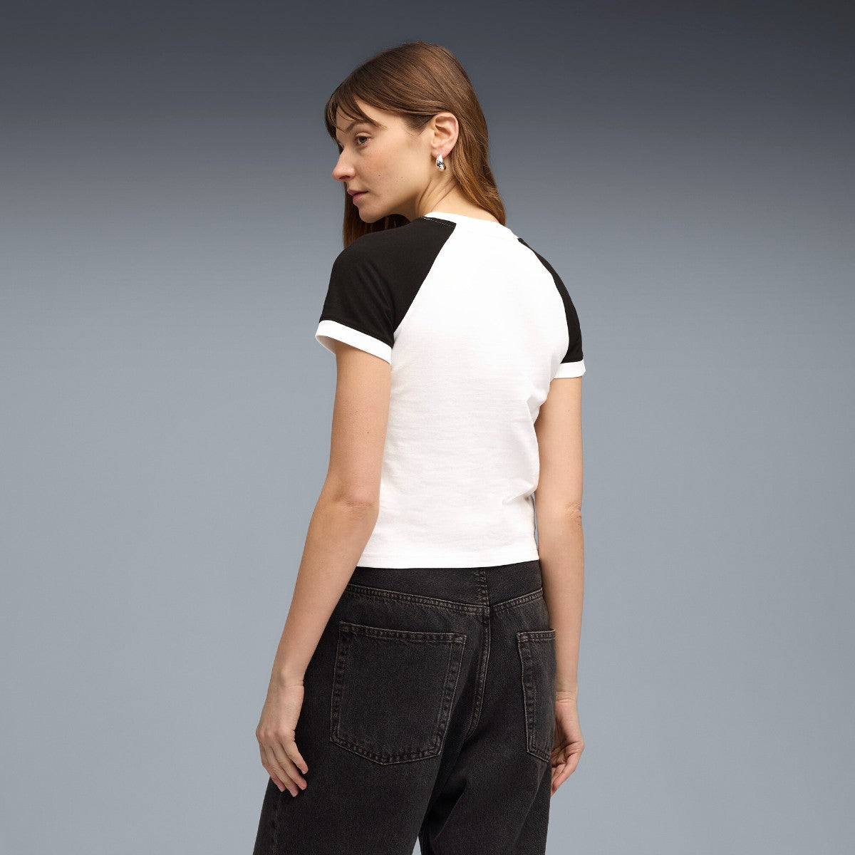 PUMA FUTURE.PUMA.ARCHIVE SLIM SHORT RINGER T-SHIRT プーマ フューチャー プーマ アーカイブ スリム ショート リンガー Tシャツ 636790【レディース リンガーTシャツ シングルジャージ素材 クルーネック 26SS】