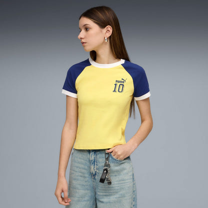 PUMA FUTURE.PUMA.ARCHIVE SLIM SHORT RINGER T-SHIRT プーマ フューチャー プーマ アーカイブ スリム ショート リンガー Tシャツ 636790【レディース リンガーTシャツ シングルジャージ素材 クルーネック 26SS】